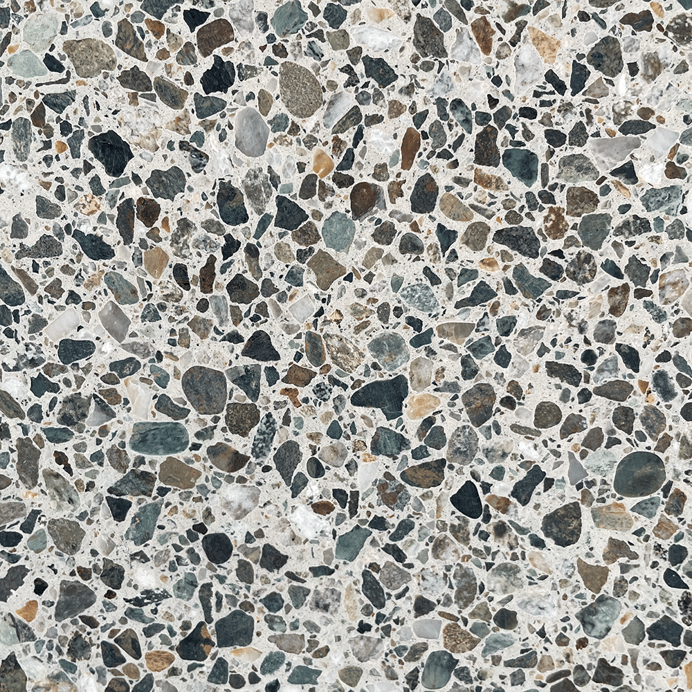 Terrazzo 1620 med grøn og naturfarvet mix
