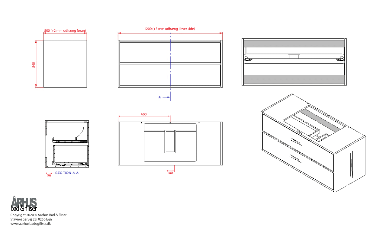 Stregtegning på snedker badmøbel 4903
