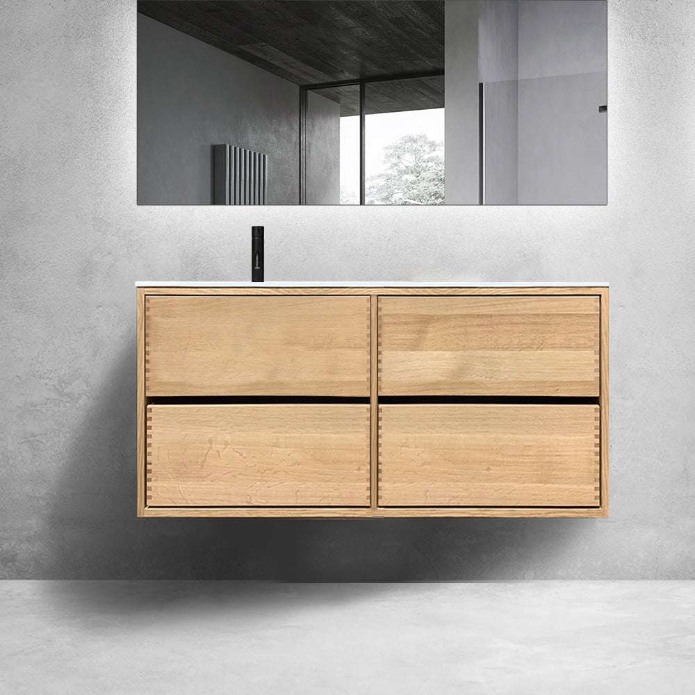 NATUR Snedker badmøbel på 120 cm med vask i venstre side