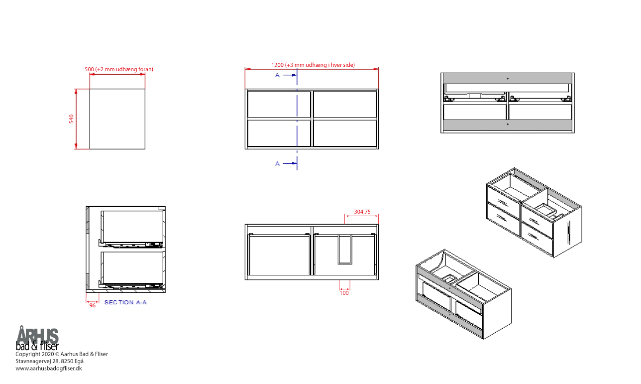 Stregtegning på snedker badmøbel 4905