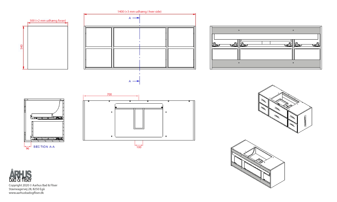 Stregtegning på snedker badmøbel 4915