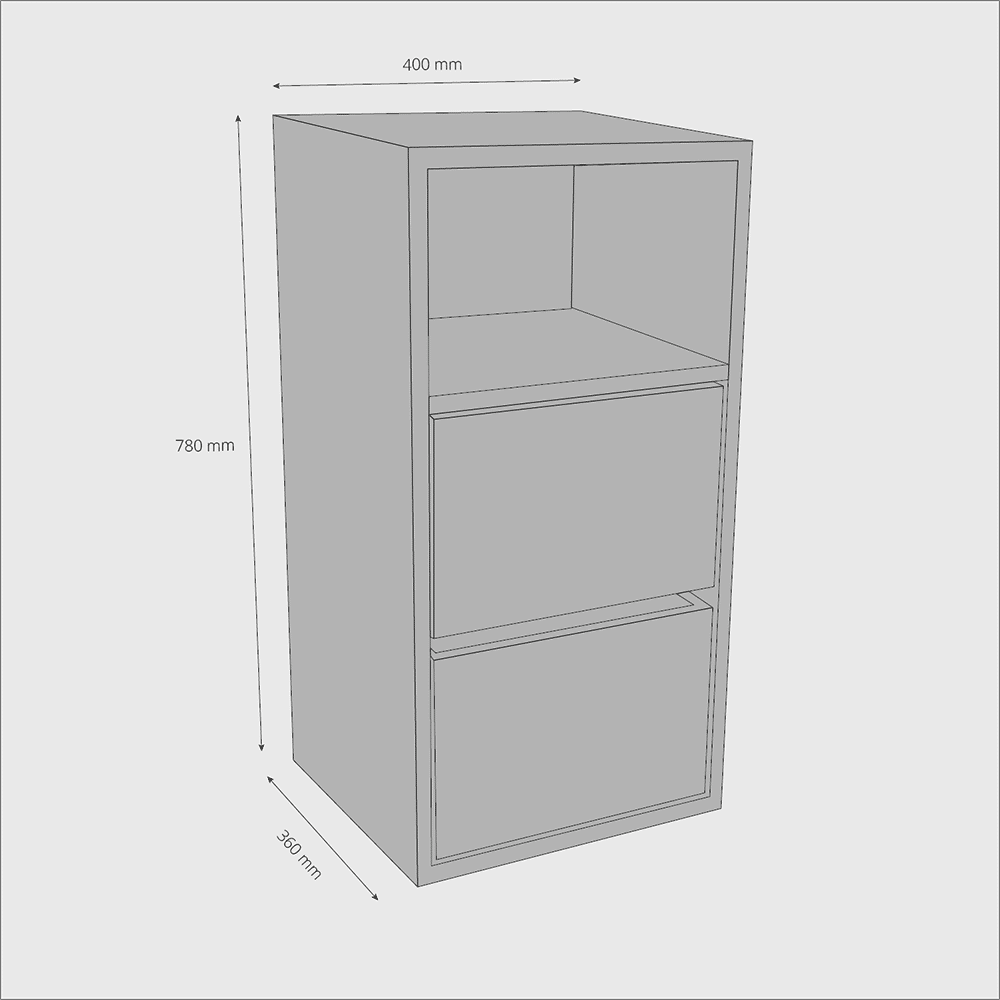 Mål på snedker sideskab nr. 4924 med skuffer