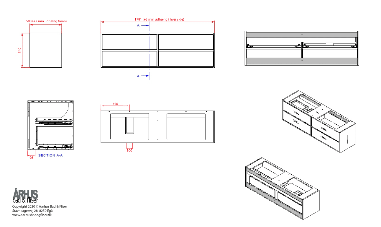Stregtegning på snedker badmøbel 4940