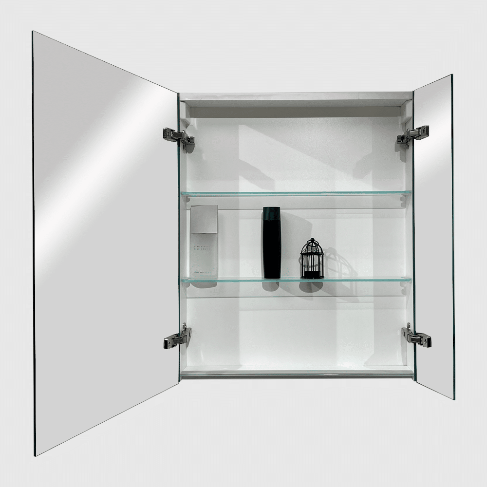 Spejlskab på 60 cm med to låger og to hylder