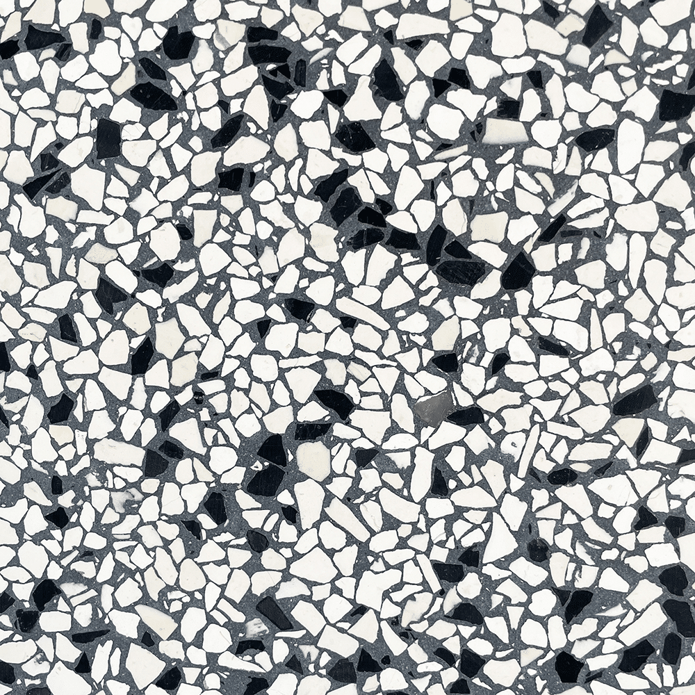 Terrazzo 8710 med sort og hvidt mix