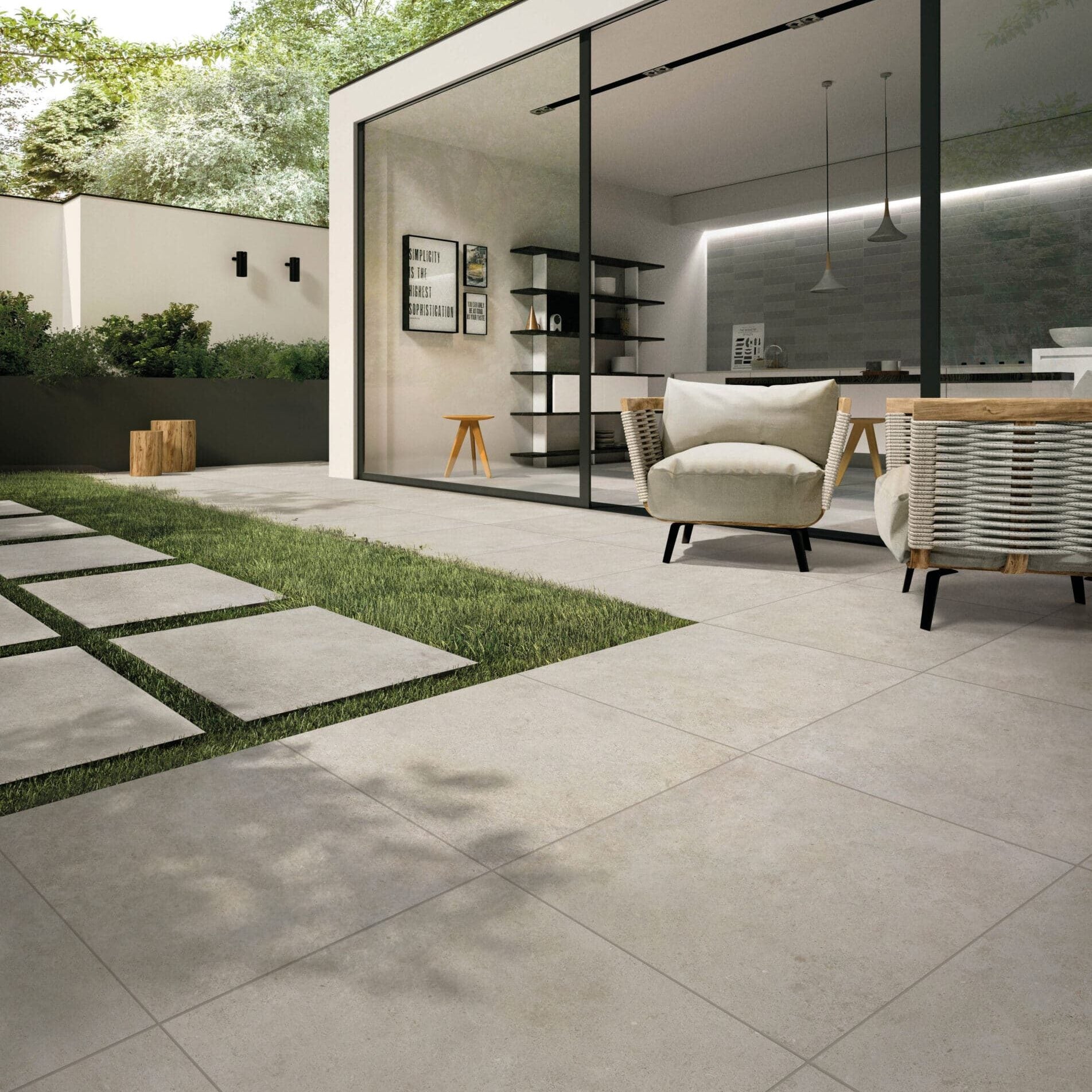 Grå haveflise i betonlook