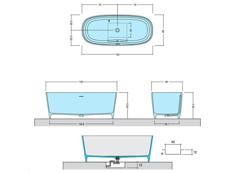 Calabria – Fritstående Badekar - 150×65
