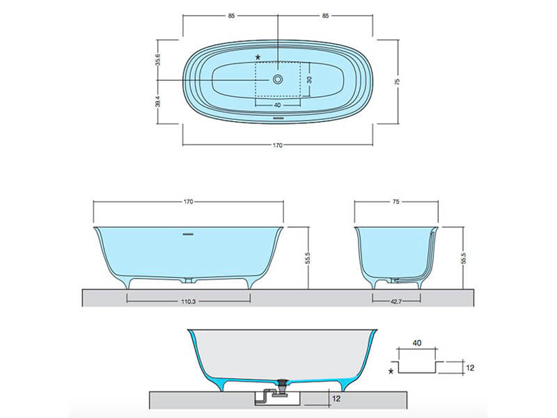 Campania – Fritstående Badekar - 170×75