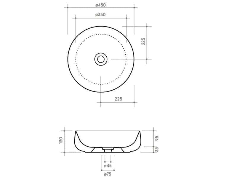 Seed porcelænsvask – Ø: 45 cm
