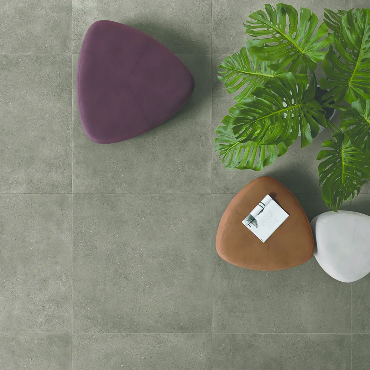 keramiske haveflise i greige betonlook