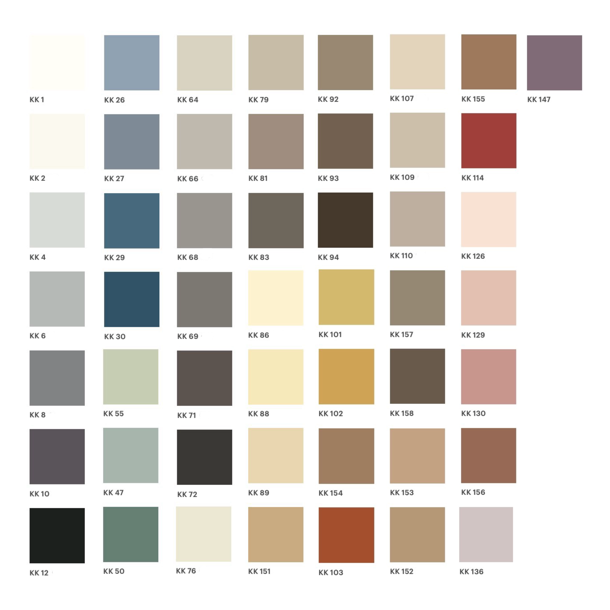 farvekort til cementfuge og gummifuge. 50 flotte farver.