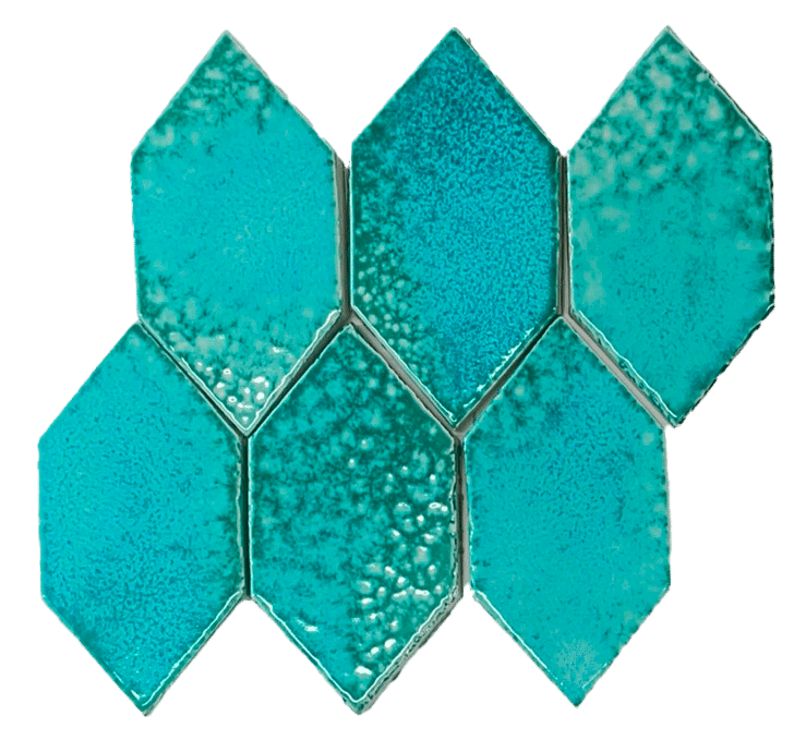 Leaf kvalitets vægflise i verde acqua farven. Størrelse 7 x 14 cm