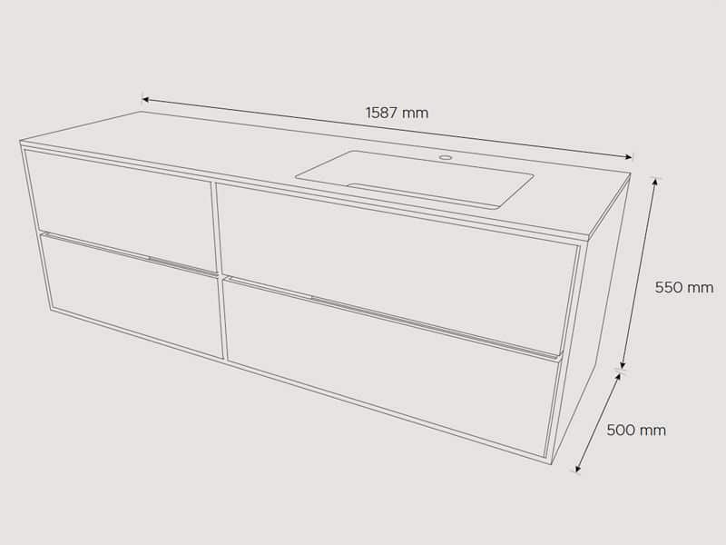 Nr. 4908 Snedker badmøbel 160 cm HØJRE