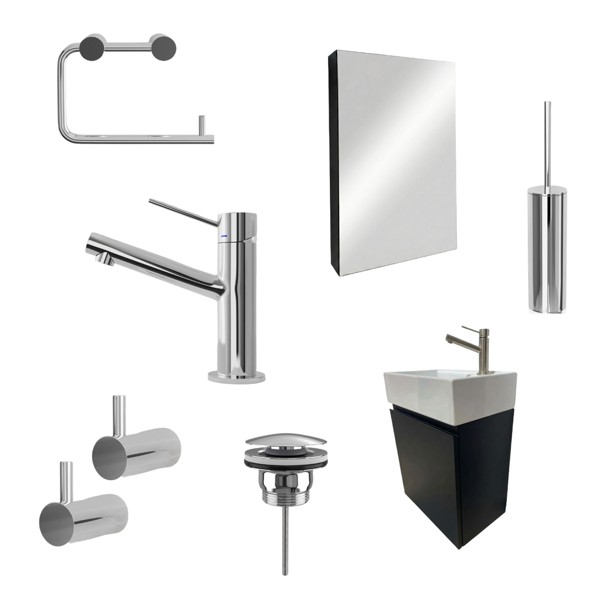 Milano Nero 45cm Pakketilbud - Scandtap, Spejlskab & Badmøbel