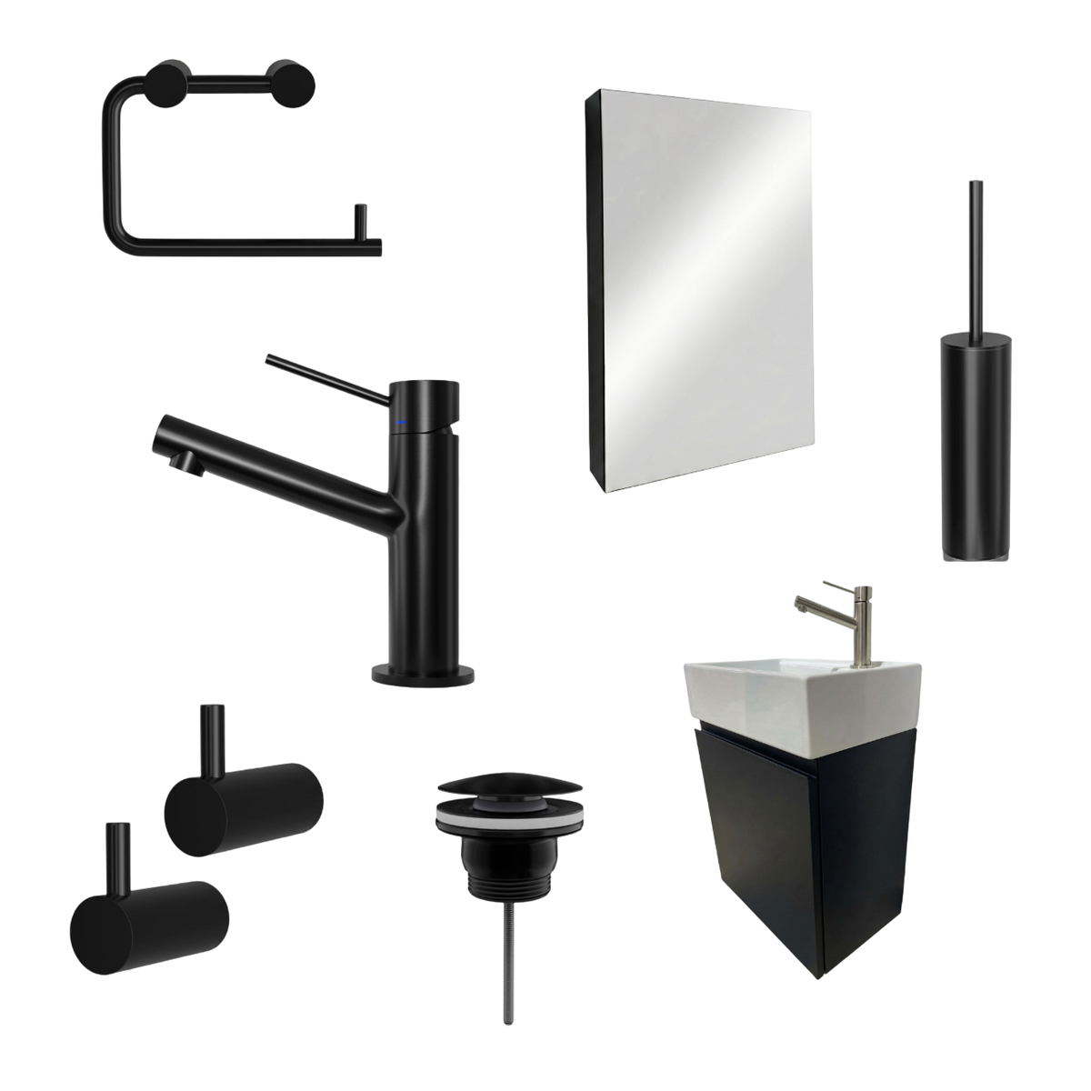 Milano Nero 45cm Pakketilbud - Scandtap, Spejlskab & Badmøbel