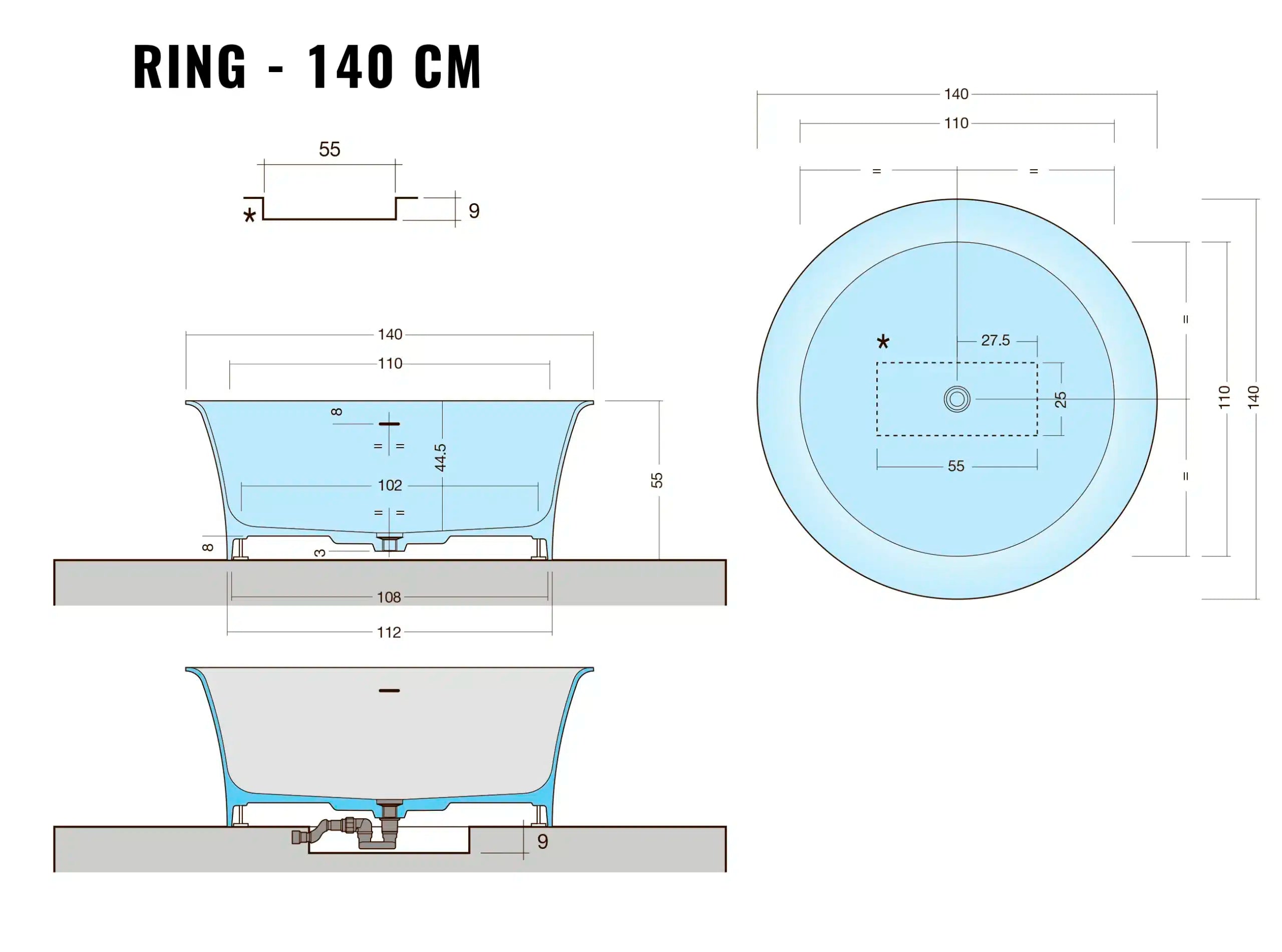 ILGIRO - Indbygning eller fritstående badekar