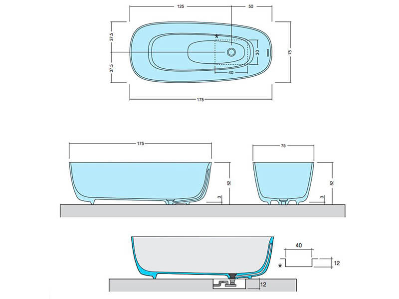 Sicily – Fritstående Badekar - 175×75