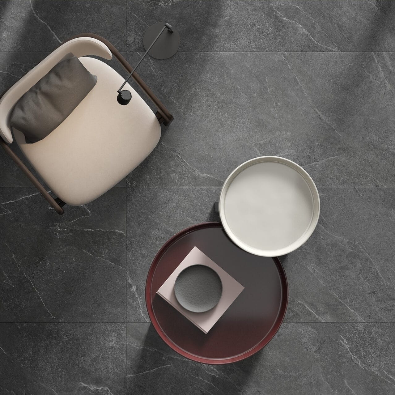 Trust fliseserie til gulv og væg i naturstenslook. Eksklusiv flise til køkken, badeværelse eller stue.