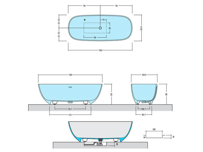 Venezia Mini – Fritstående Badekar - 156×63,5