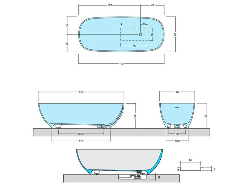 Venezia XL – Fritstående Badekar - 170×70