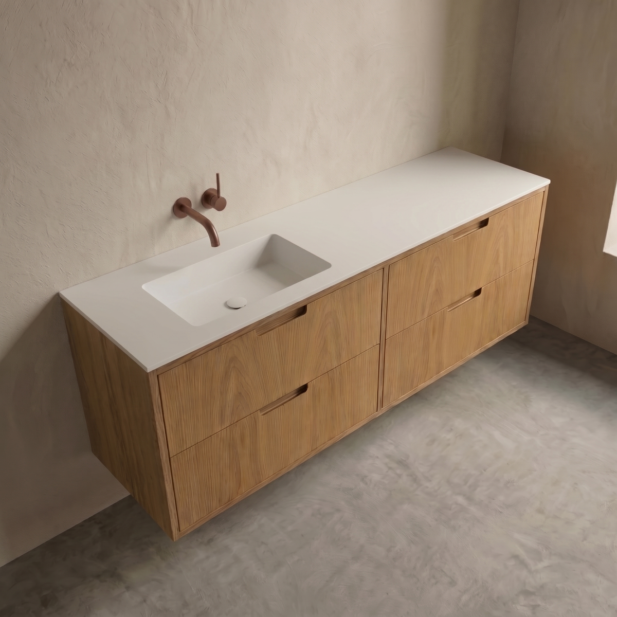 ALMA 3908 Snedker Badmøbel - Eg Naturolieret - 160 x 50 cm - VENSTRE