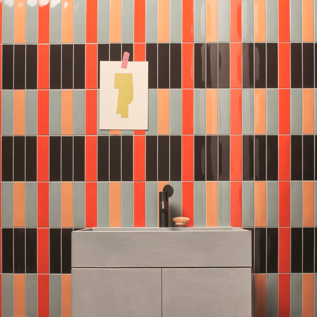 App flisen i farverne Lobster, Musk, Nude og Cacao