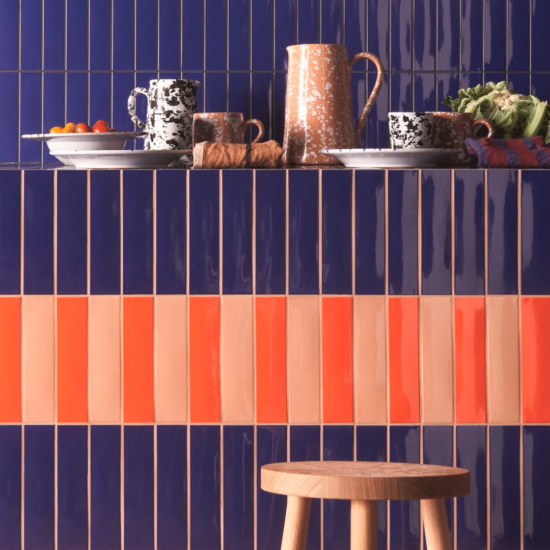 App flisen i farverne Ocean, Lobster og Tangerine
