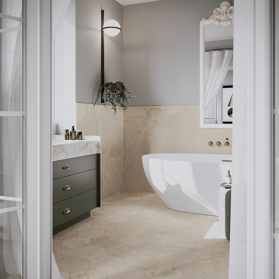 Yon flisen i farven Ivory