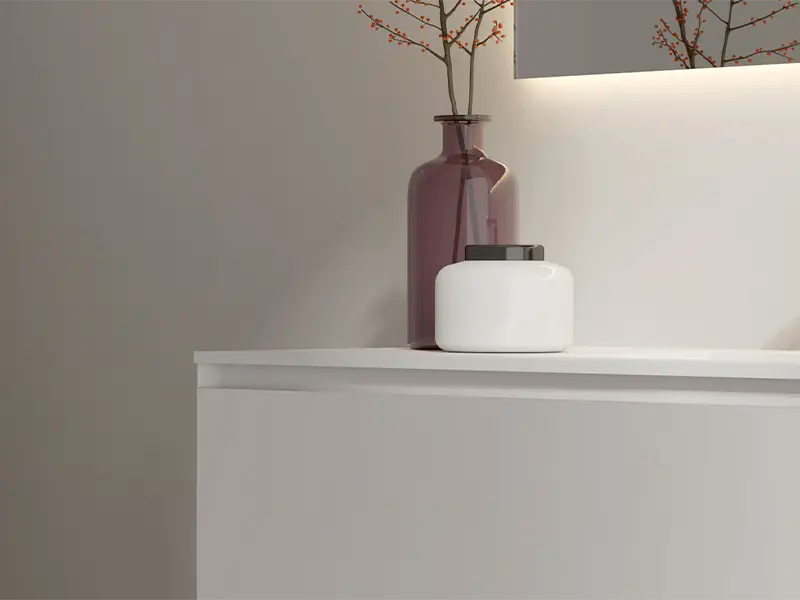 OUTLET - Just White vaskeskab B. 90 x D. 50 cm, 2 skuffer, inkl. 3C vask og vandlås - 1 stk. RESTVARE