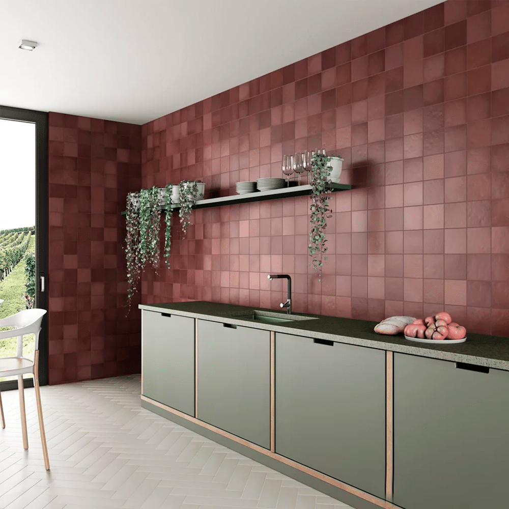 Mano flisen i farven Burgundy