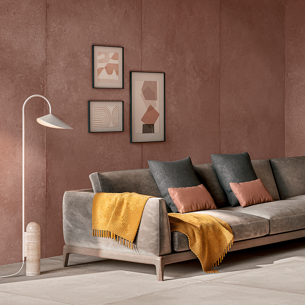 Pig flisen i farverne Grasso og Mattone