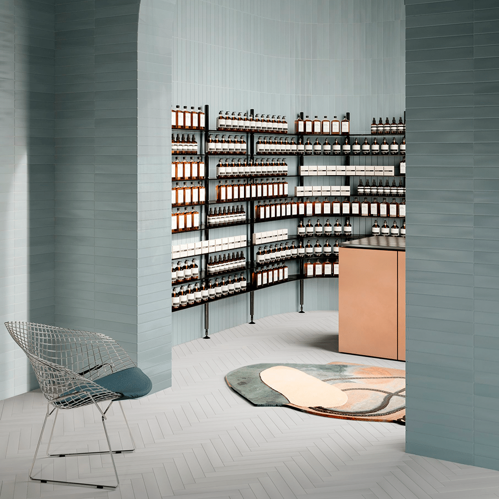 Piggo flisen i farven Azzuro