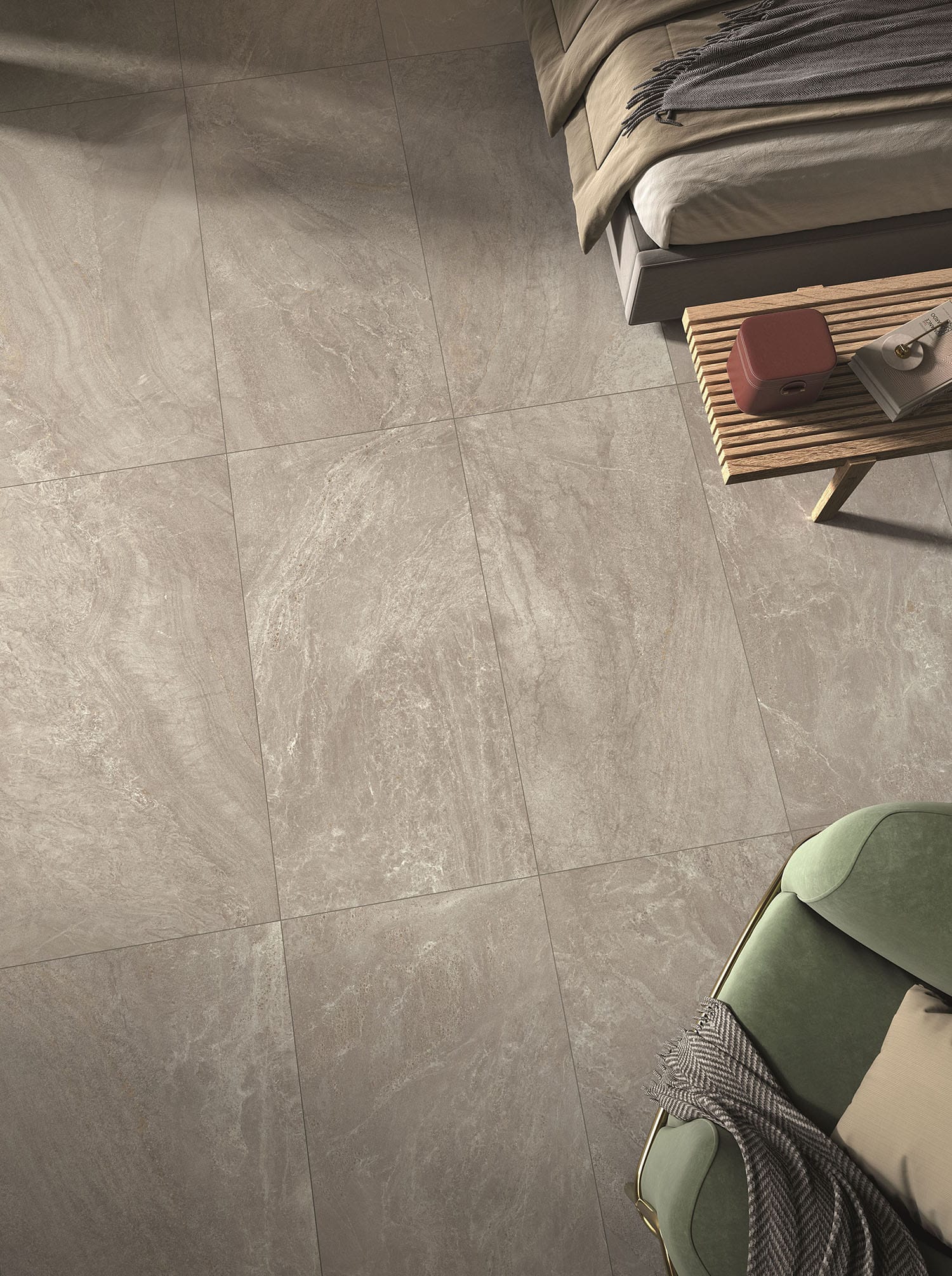 plaza fliseserie til gulv og væg i naturstenslook. Eksklusiv flise til køkken, badeværelse eller stue.