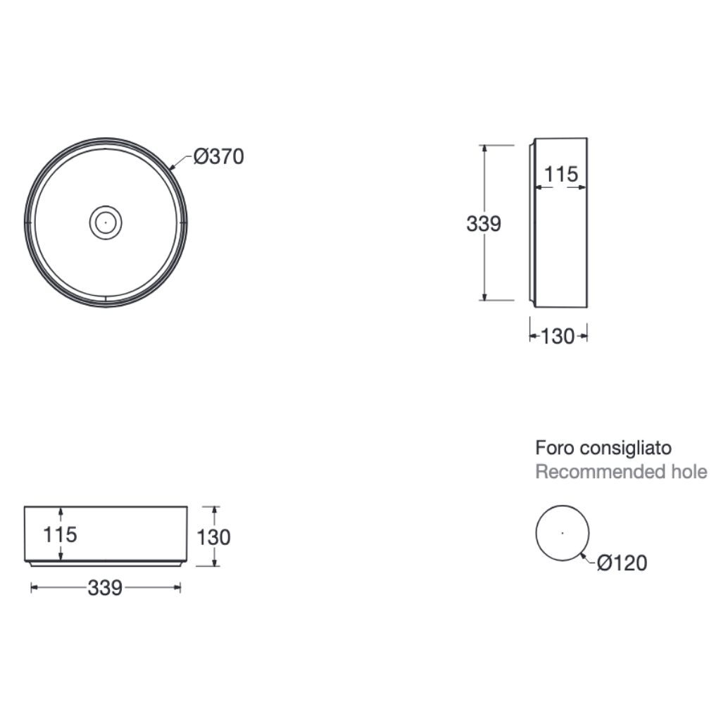 RIVA03 bordstående vask – Ø: 37 cm