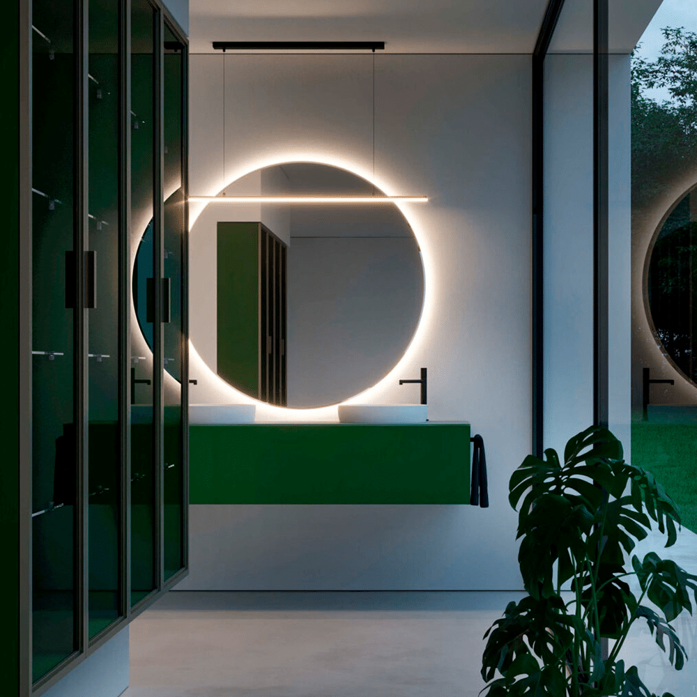 Rundt spejl med backlight