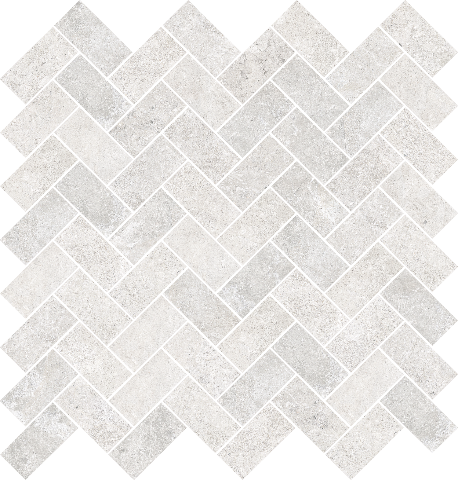 mosaikflise i naturstenslook hvid