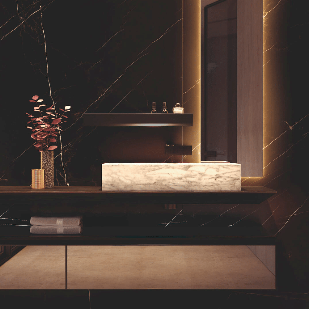 Slide marmorvask i farven Arabescato Corchia