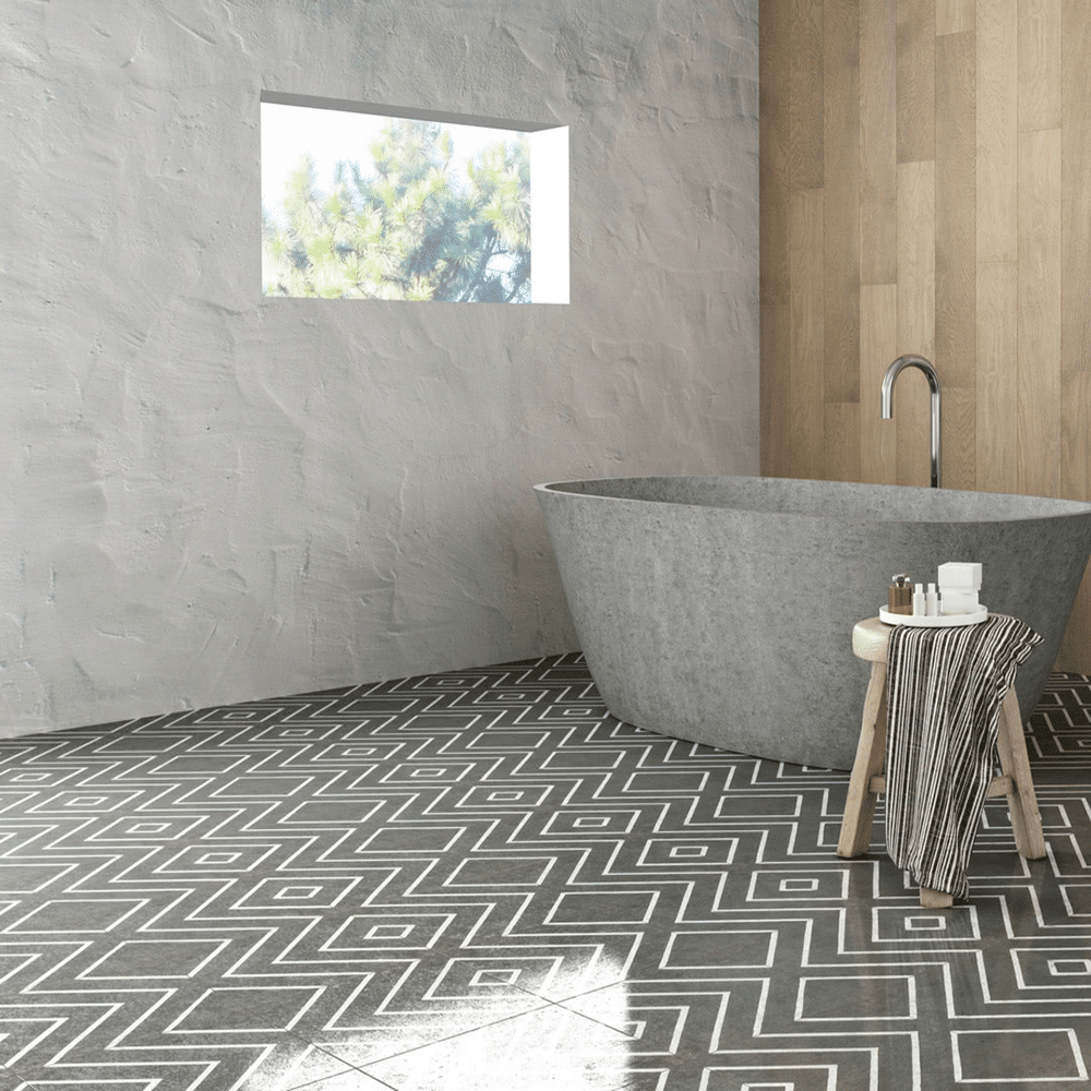 Terra Black mønstret flise