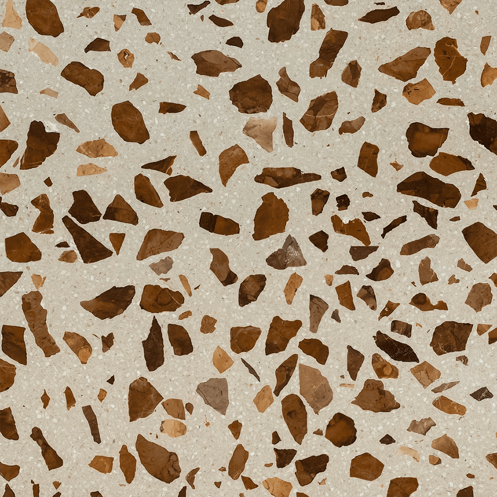 Terrazzo Raw 060 med brune sten Sokkelkant