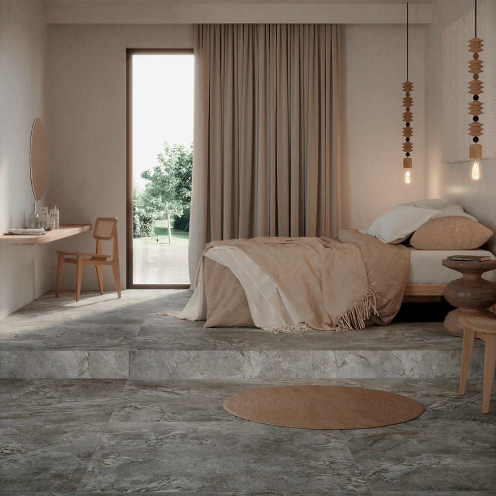 Up flisen i farven Elephant Grey