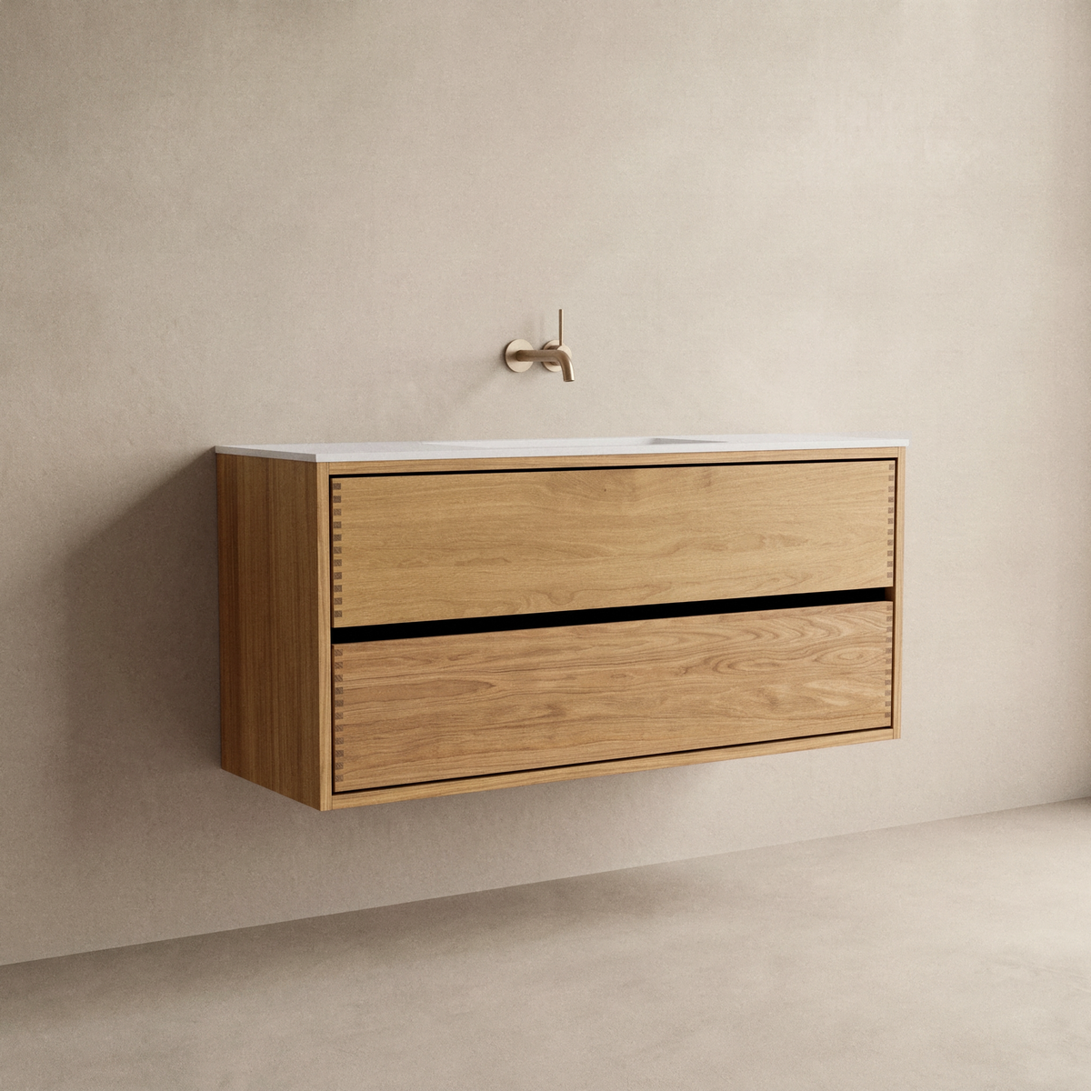 Snedker badmøbel i eg 120 cm CENTER – inklusiv vaskebordplade - 4914