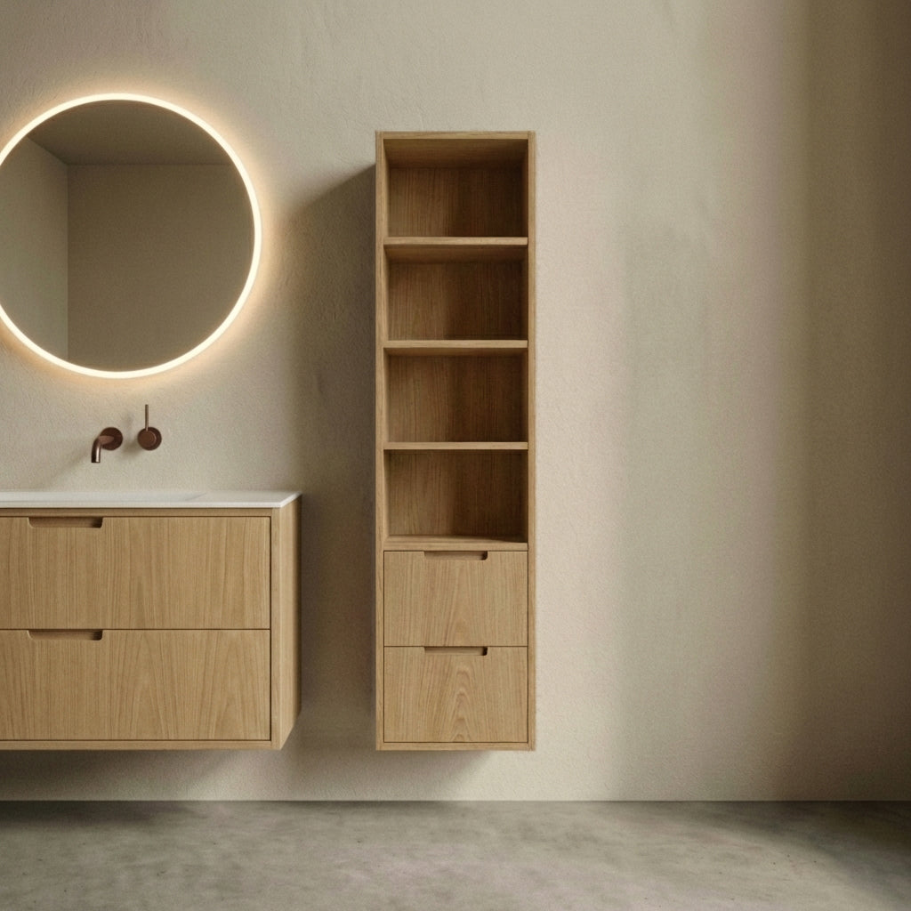 ALMA 3920 Snedker Højskab med Skuffer - Lys - 40 x 156 cm