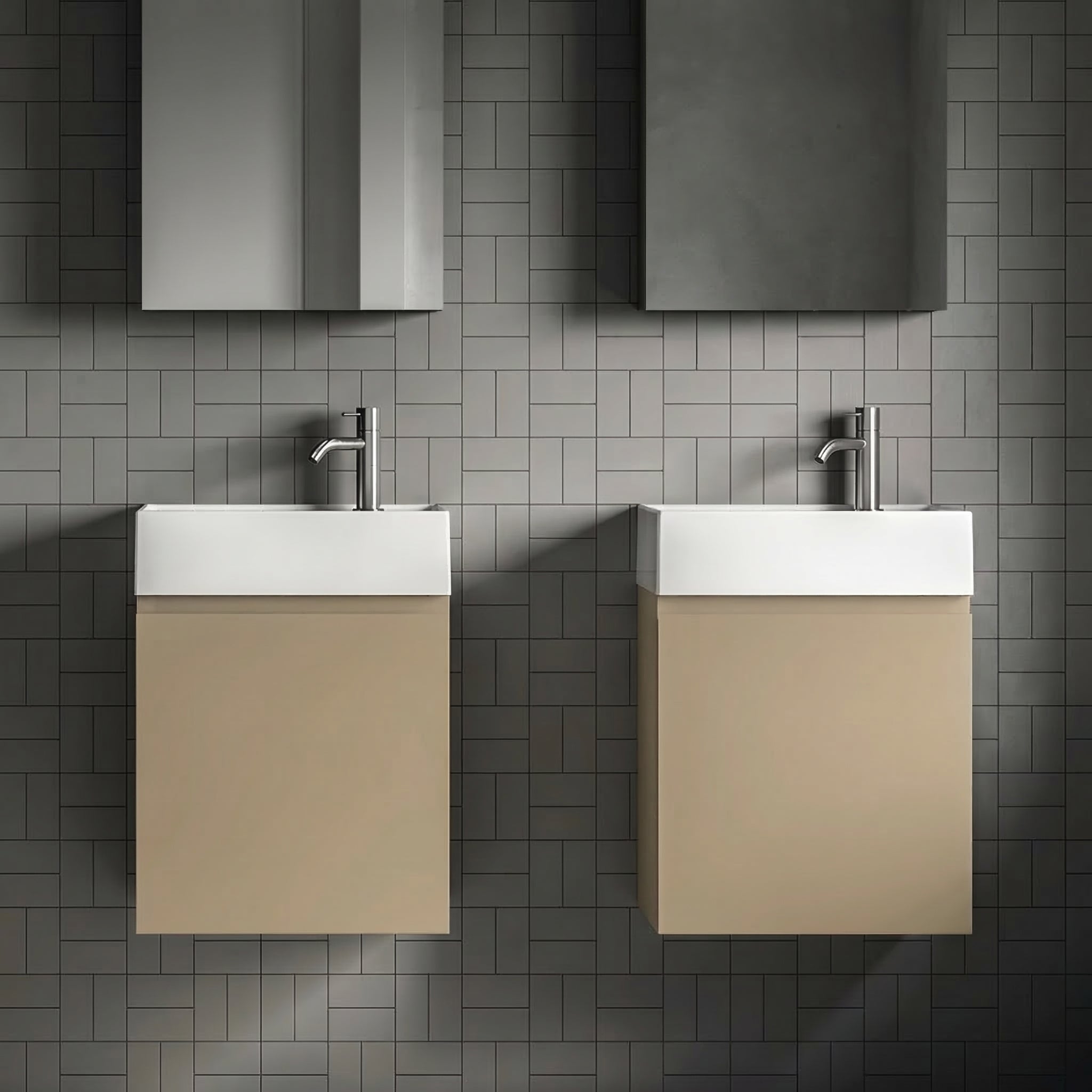 Milano Cappuccino 45 cm Badeværelsespakke – Badmøbel, Spejlskab & Scandtap