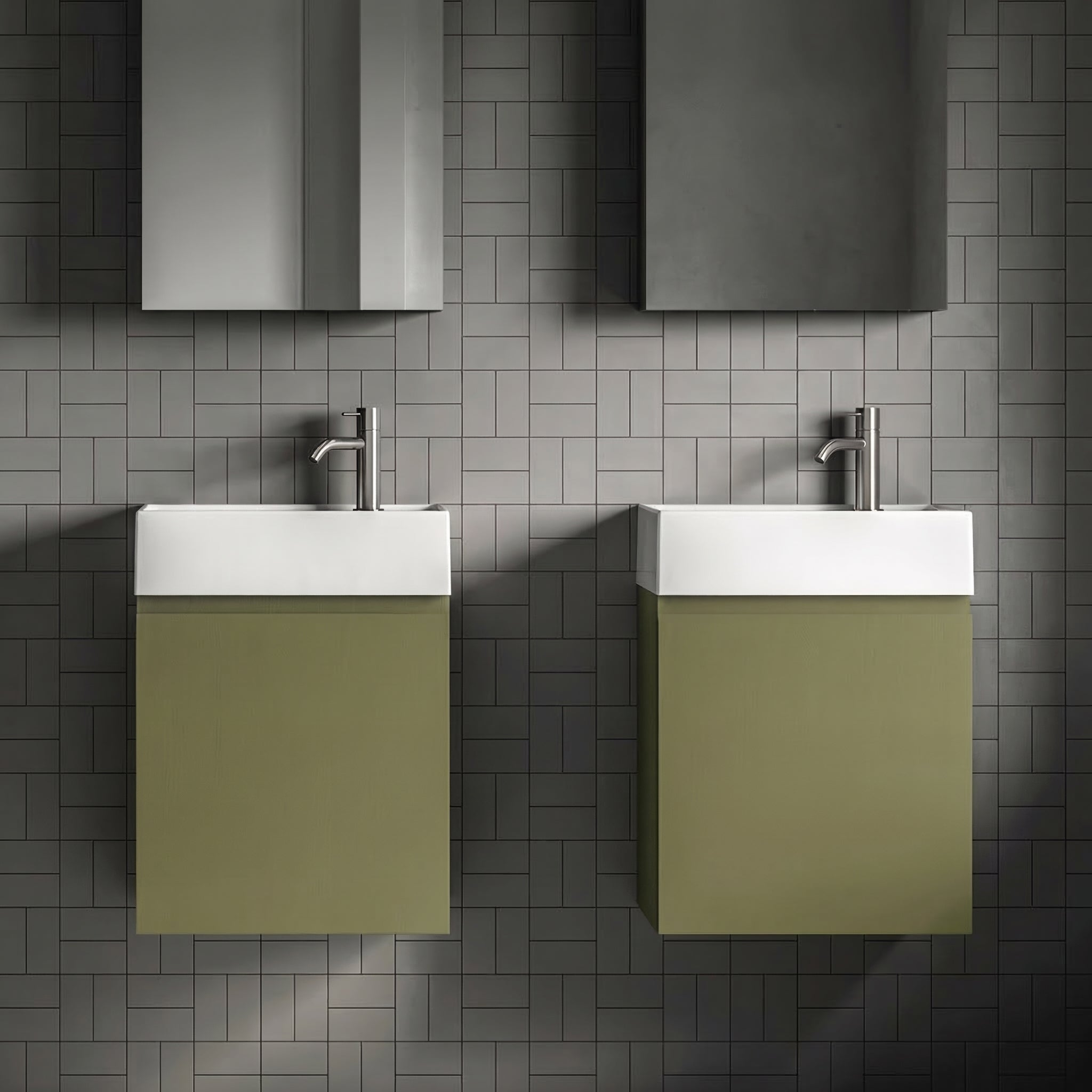 Milano Verde Canna 45 cm Badeværelsespakke – Badmøbel, Spejlskab & Scandtap