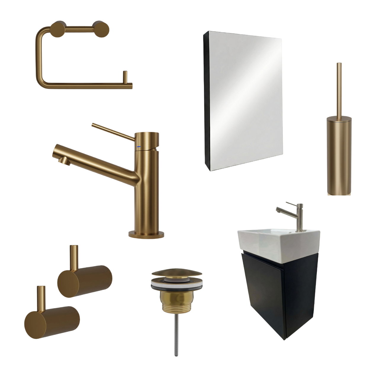 Milano Nero 45 cm Badeværelsespakke – Badmøbel, Spejlskab & Scandtap