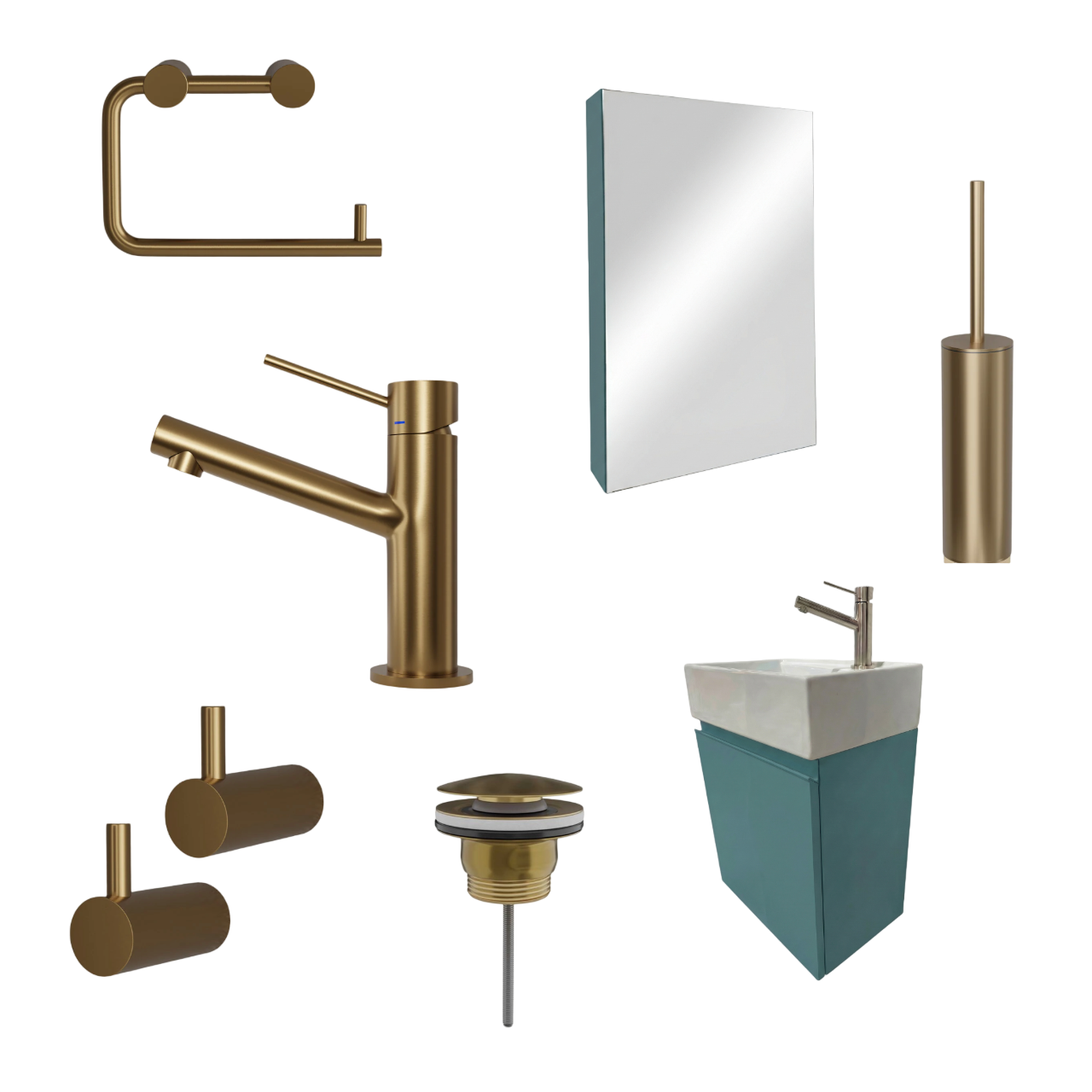 Milano Blu Acciaio 45 cm Badeværelsespakke – Badmøbel, Spejlskab & Scandtap