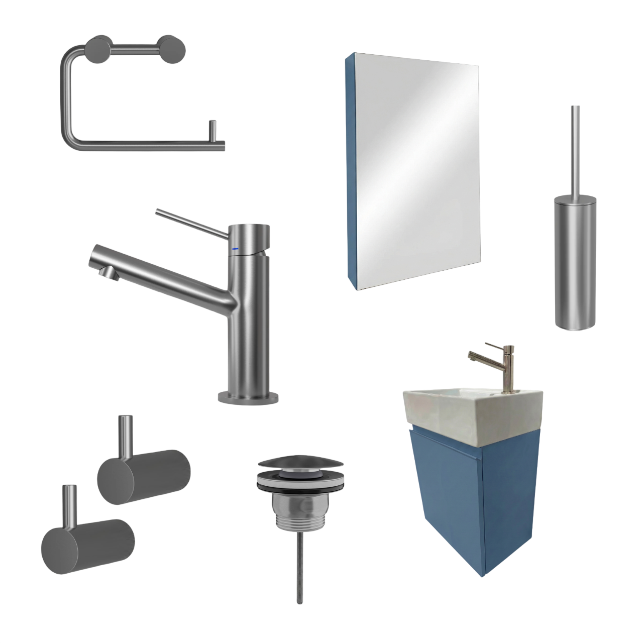 Milano Cobalto 45 cmBadeværelsespakke – Badmøbel, Spejlskab & Scandtap