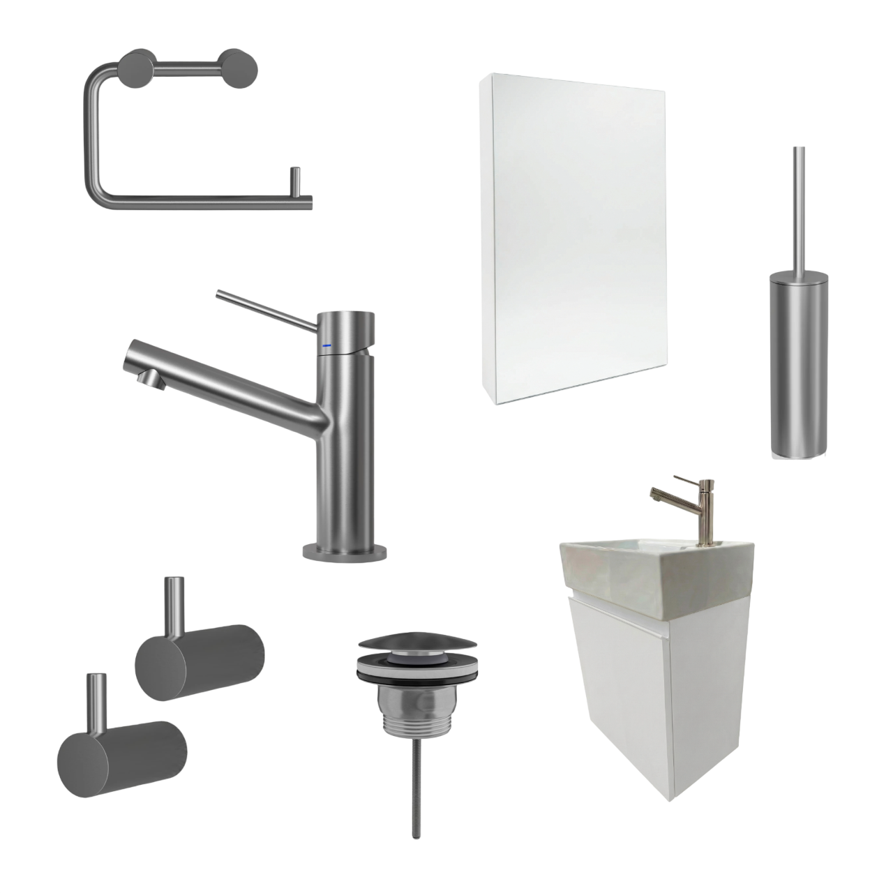 Milano Neve 45 cm Badeværelsespakke – Badmøbel, Spejlskab & Scandtap