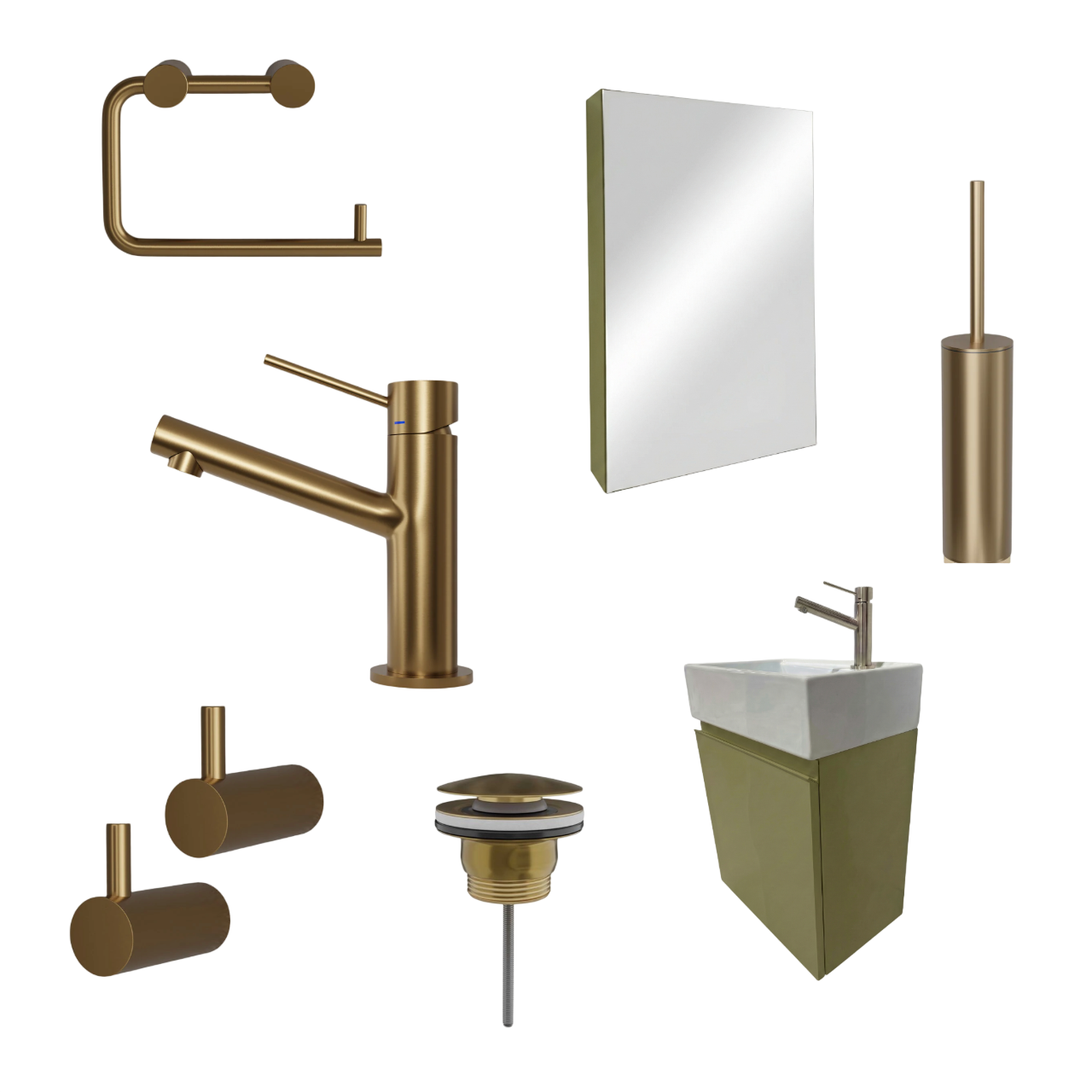 Milano Verde Canna 45 cm Badeværelsespakke – Badmøbel, Spejlskab & Scandtap