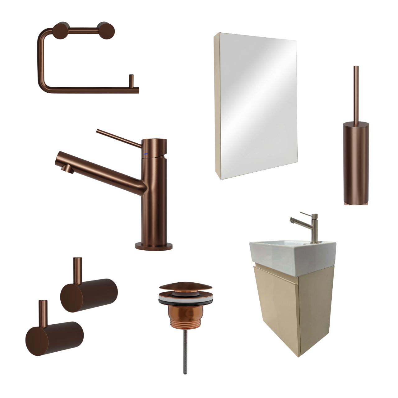 Milano Sahara 45 cm Badeværelsespakke – Badmøbel, Spejlskab & Scandtap